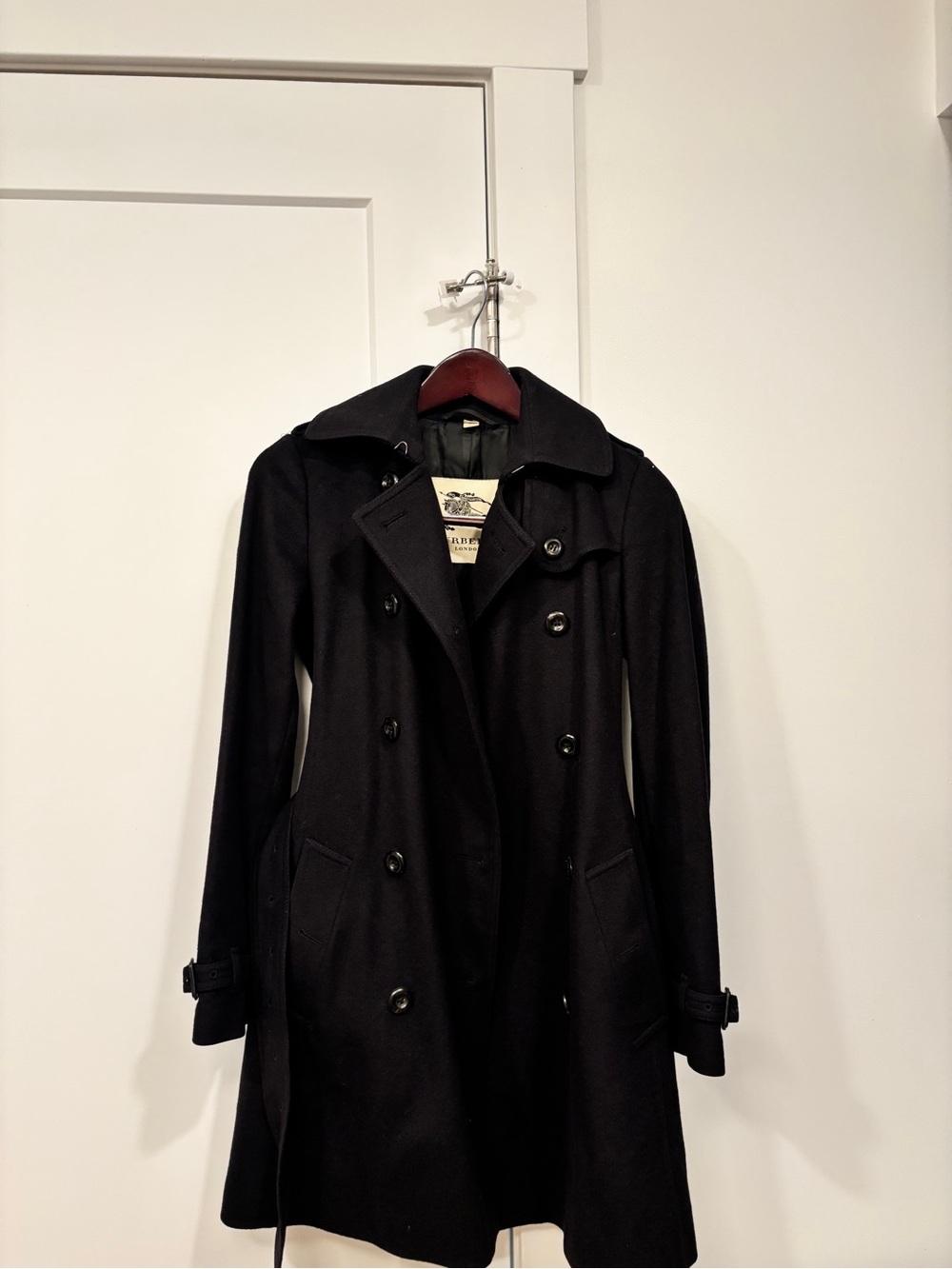 Burberry Black Double-Breasted Wool and Cashmere Coat